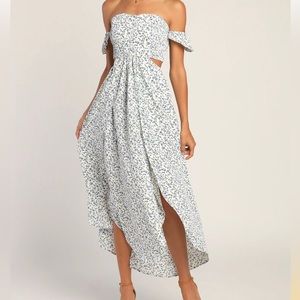 strapless maxi blue dress, lulus xs, worn once